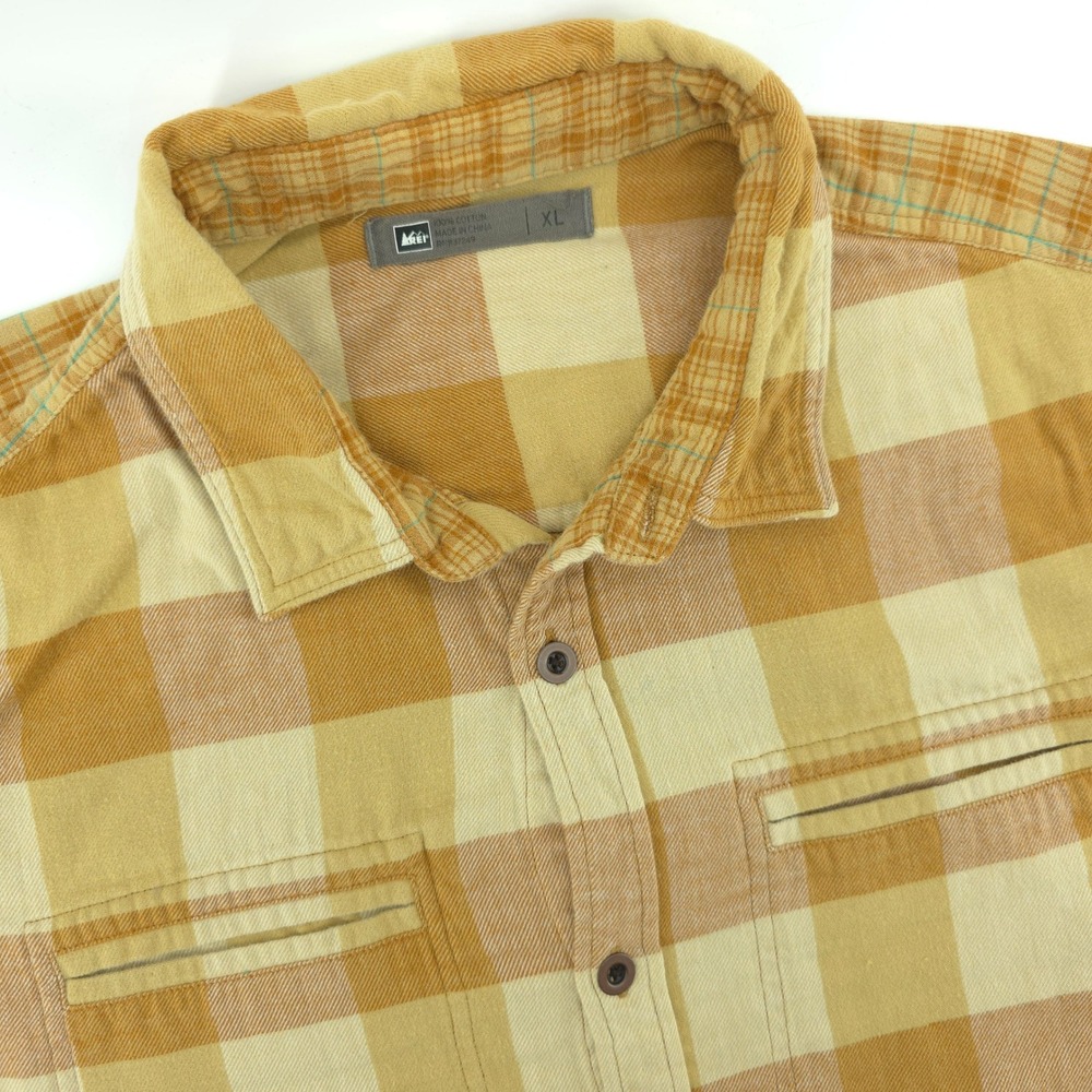 REI Flannel Shacket Mens XL Plaid Long Sleeve‎ Button Up Pockets Lined *READ